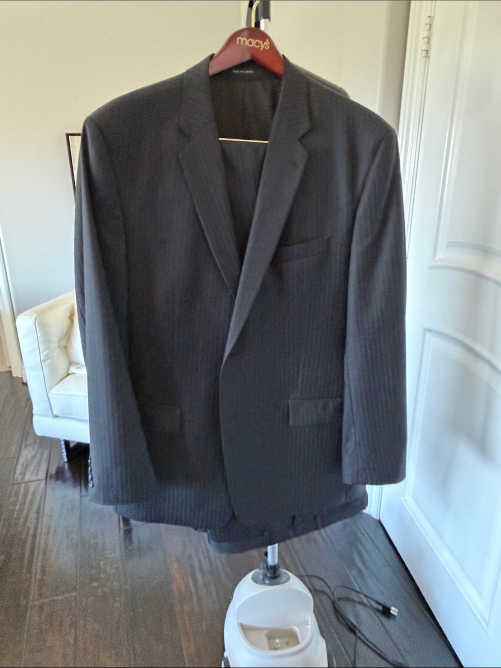 Macy's Men's black Pinstripe Suit Jacket and Pants